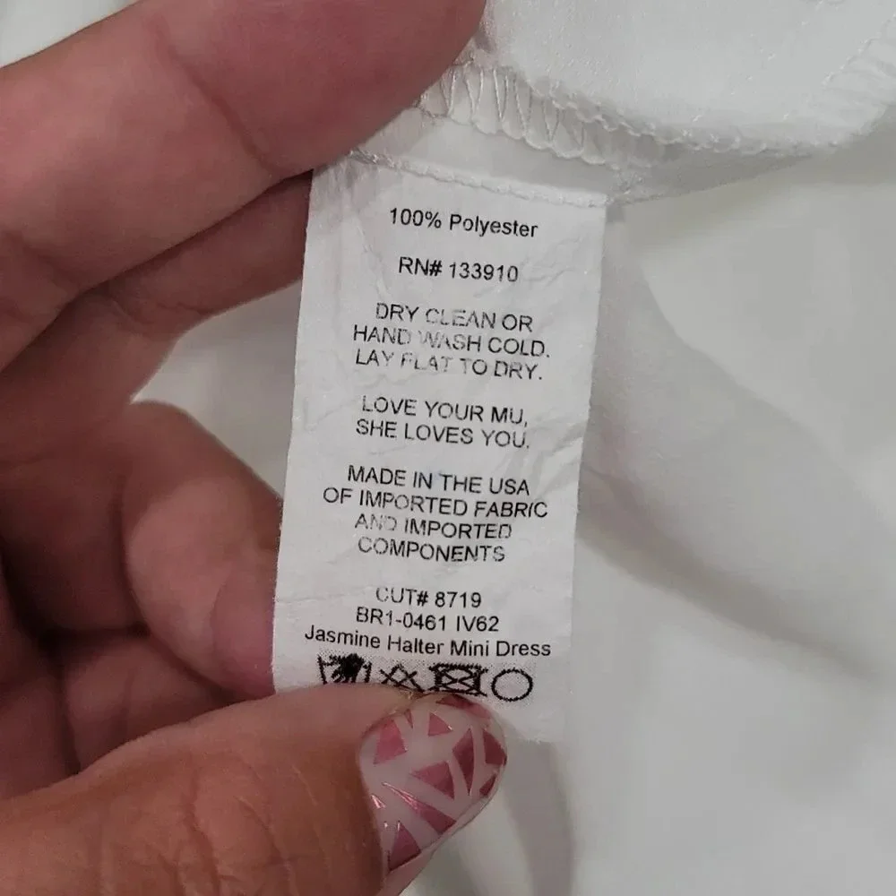 NWOT SHOW ME Your MuMu Jasmine Halter Mini Dress in Ivory Luxe Satin - Picture 9 of 13
